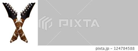 Rosewood electric guitar strings and fretboard rest, music related banner work, isolated on white background 124784588