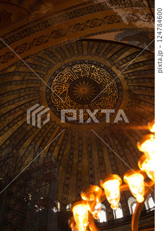Hagia Sophia is a museum, historical basilica and mosque in Istanbul. It was built by the Byzantine Emperor Justinianus, for 532-537 in Istanbul. Photo shooting 14 june 2020 Hagia Sophia is a museum, historical basilica and mosque in Istanbul. It was built by the Byzantine Emperor Justinianus, for 532-537 in Istanbul. Photo shooting 14 june 2020 124784600