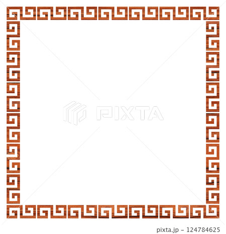 Decorative rosewood frame with greek ornament meanders, square greek fret or key design 124784625