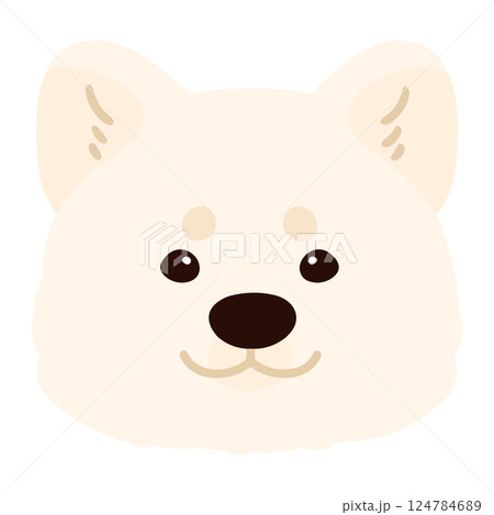 シンプルで可愛い白い秋田犬の顔のイラスト　主線なし 124784689