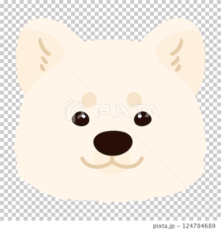 シンプルで可愛い白い秋田犬の顔のイラスト　主線なし 124784689