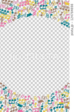 Overlapping musical symbols frame_Colorful_Autumn image_Vertical Overlapping musical symbols frame_Colorful_Autumn image_Vertical 124784698