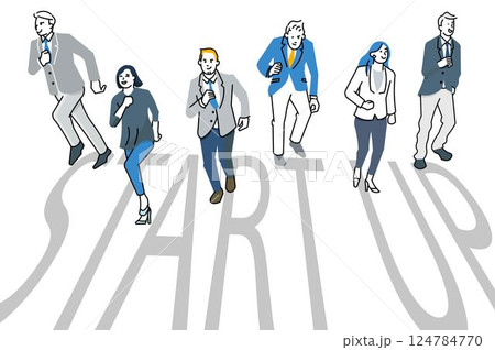 スタートアップのイメージイラストーダッシュで走り出すビジネスパーソンー白バックイラスト素材 スタートアップのイメージイラストーダッシュで走り出すビジネスパーソンー白バックイラスト素材 124784770