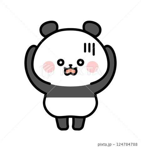 ショックを受けるパンダのイラスト ショックを受けるパンダのイラスト 124784788