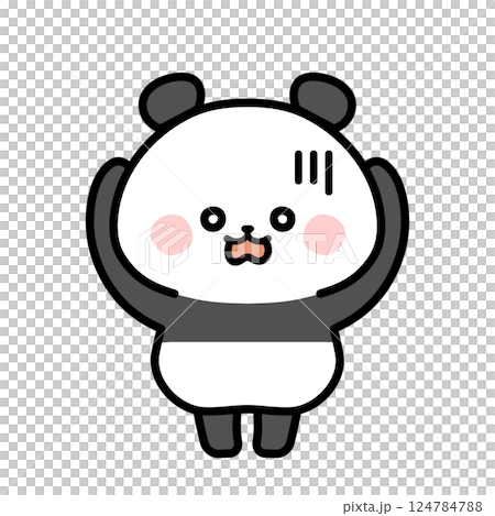 ショックを受けるパンダのイラスト ショックを受けるパンダのイラスト 124784788