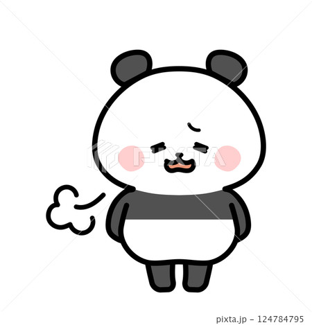 ため息をするパンダのイラスト 124784795