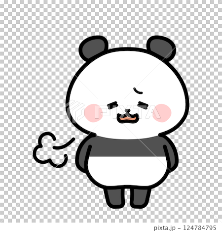 ため息をするパンダのイラスト 124784795