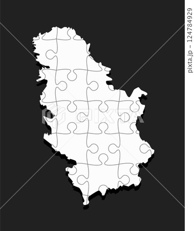 Creative map Serbia from white puzzle, jigsaw 124784929
