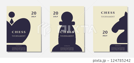 Chess tournament template set. Flyers, match, game. c, invitation, banner, poster . 124785242
