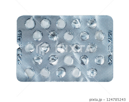 empty blister pack of pills isolated. High quality photo empty blister pack of pills isolated. High quality photo 124785243