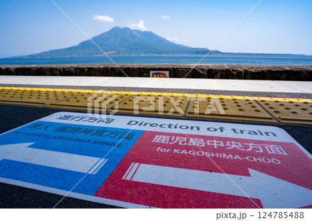仙巌園駅から見る桜島（鹿児島市） 124785488