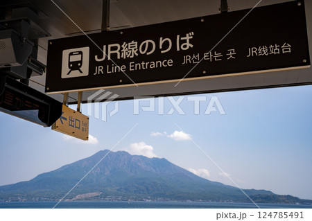 仙巌園駅から見る桜島（鹿児島市） 124785491