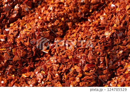 Macro Texture of Ground Chili Pepper 124785529