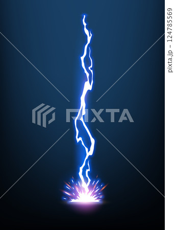 Lightning animation with sparks. Electricity thunderbolt danger, light electric powerful thunder. Bright energy effect, vector illustration Lightning animation with sparks. Electricity thunderbolt danger, light electric powerful thunder. Bright energy effect, vector illustration 124785569