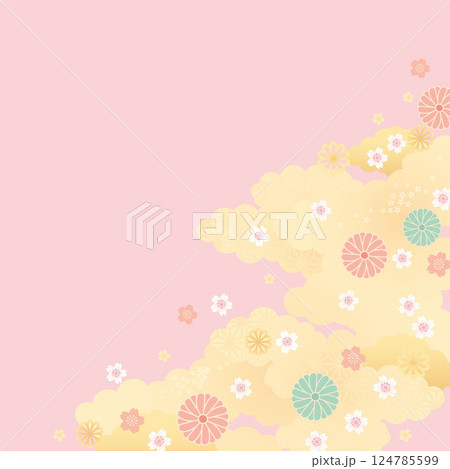 背景2025-桜と花模様3-2ベク 124785599