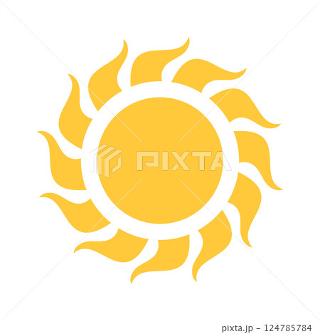 Solar symbol yellow sun design 124785784