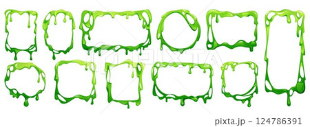 Slime frame. Green spooky border, liquid splat texture or toxic square blob drip. Sticky smudge abstract graphic design, mucus splash spot. Melting jelly, vector background Slime frame. Green spooky border, liquid splat texture or toxic square blob drip. Sticky smudge abstract graphic design, mucus splash spot. Melting jelly, vector background 124786391
