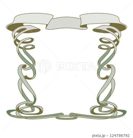 Hand drawn horizontal banners set with retro style ribbons decoration elements isolated vector illustration 124786792