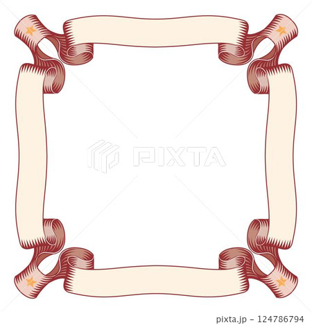 Hand drawn horizontal banners set with retro style ribbons decoration elements isolated vector illustration 124786794