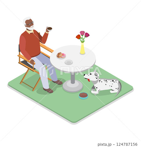 3D Isometric Flat Vector Illustration of Shopping With Dog, Pet Care. Item 2 124787156