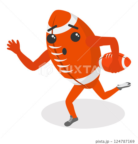 3D Isometric Flat Vector Set of Cartoon Sport Ball Mascot, Funny Cartoon Characters. Item 4 124787169