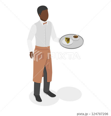 3D Isometric Flat Vector Illustration of Restaurant Waiters, Professionals Team. Item 1 124787206