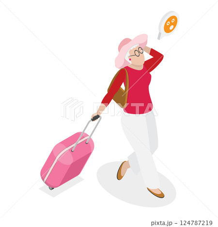 3D Isometric Flat Vector Illustration of Hurrying Tourists, Fast-Paced Visitors in a Hurry. Item 1 3D Isometric Flat Vector Illustration of Hurrying Tourists, Fast-Paced Visitors in a Hurry. Item 1 124787219