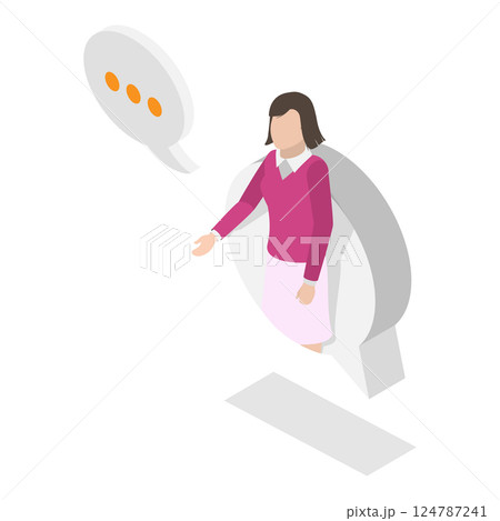 3D Isometric Flat Vector Illustration of Business Discussion, Coworkers Engaging in Dialog and Group Discussion. Item 3 124787241