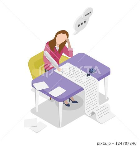 3D Isometric Flat Vector Illustration of Writers Or Poets , Literature as Hobby or Profession. Item 1 3D Isometric Flat Vector Illustration of Writers Or Poets , Literature as Hobby or Profession. Item 1 124787246