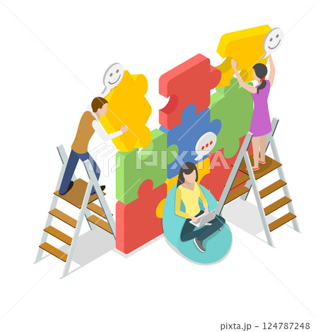 3D Isometric Flat Vector Illustration of Business Cooperation, Partnership for Collaborative Projects. Item 1 124787248