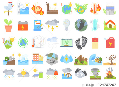 Diverse Vector Illustrations Representing Global Warming and Environmental Awareness 124787267