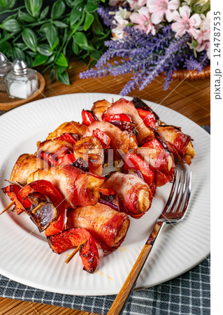 Tasty chicken skewers. Tasty chicken skewers. 124787535