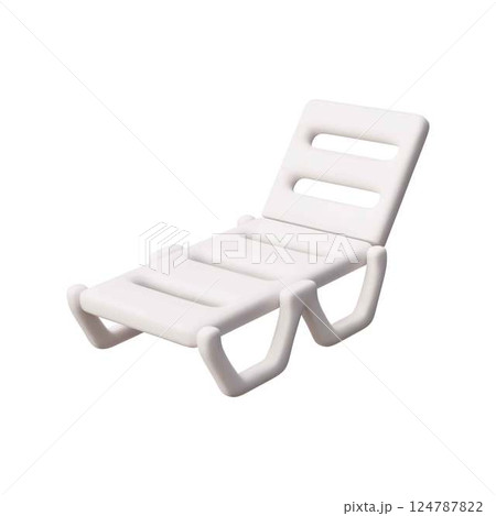 3D illustration of plastic white beach lounge chair. 3D illustration of plastic white beach lounge chair. 124787822