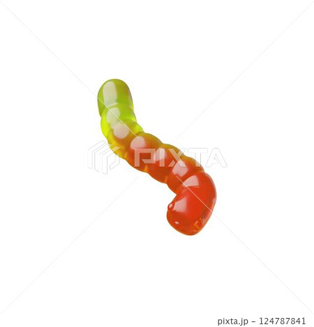 3D worm shaped jelly chewy candy vector illustration. 3D worm shaped jelly chewy candy vector illustration. 124787841