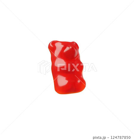 Red chewy jelly gummy bear 3D cartoon vector icon, sweet candy dessert, volume bright animal marmalade confectionery Red chewy jelly gummy bear 3D cartoon vector icon, sweet candy dessert, volume bright animal marmalade confectionery 124787850