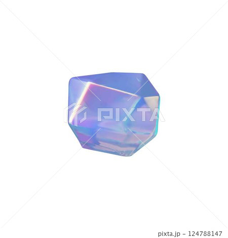 3D diamond vector icon, realistic gem stone iridescent pearl shine and sparkle effect, render dazzling crystal jewelry 124788147
