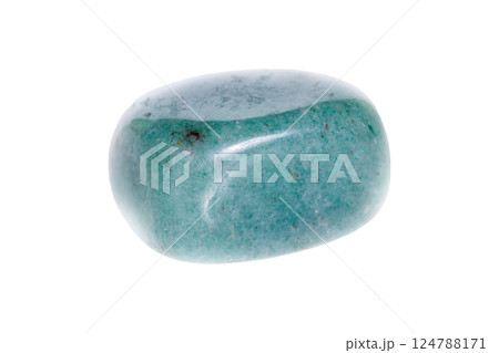 aventurine green mineral stone on white background 124788171