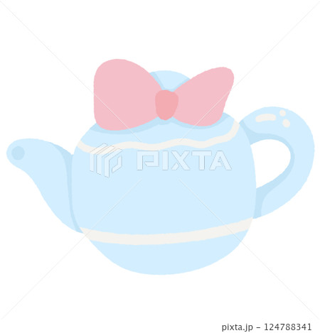 A blue tea pot Hand drawn illustration Easter Clipart element Invitations, gifts, greeting cards, print, textile 124788341