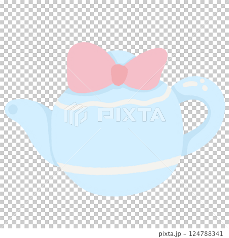 A blue tea pot Hand drawn illustration Easter Clipart element Invitations, gifts, greeting cards, print, textile 124788341