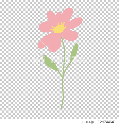 a pink flower Hand drawn illustration Easter Clipart element Invitations, gifts, greeting cards, print, textile 124788361