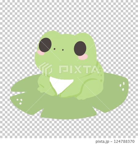 a Frog on a lily pad Hand drawn illustration Easter Clipart element Invitations, gifts, greeting cards, print, textile 124788370