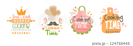 Cooking Time Logo and Label Design Vector Set 124788448