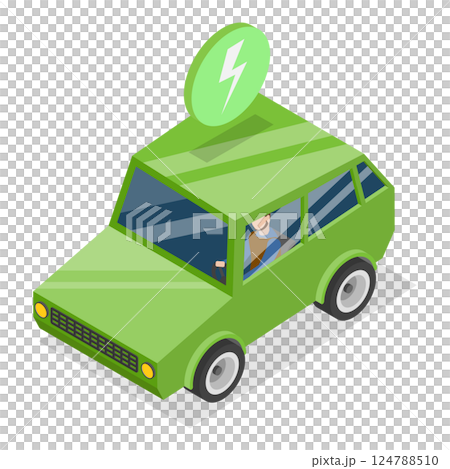 3D Isometric Flat Illustration of Green Energy Transport Set. Item 1 3D Isometric Flat Illustration of Green Energy Transport Set. Item 1 124788510