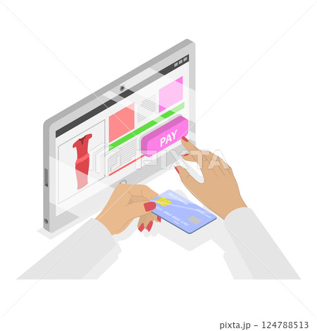 3D Isometric Flat  Illustration of Online Payment. Item 2 124788513