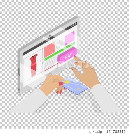 3D Isometric Flat  Illustration of Online Payment. Item 2 124788513