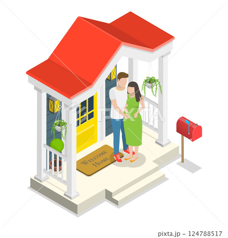 3D Isometric Flat  Illustration of Happy Family Set. Item 1 124788517