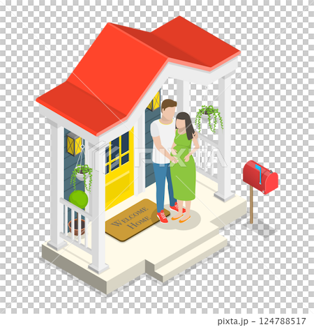 3D Isometric Flat  Illustration of Happy Family Set. Item 1 124788517