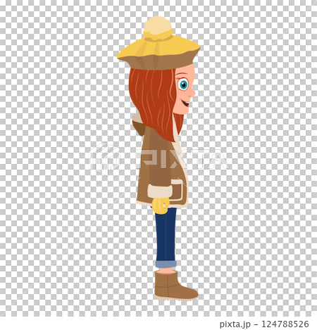 Flat  Illustration of Kid Girl Wearing Winter Clothes. Item 1 124788526