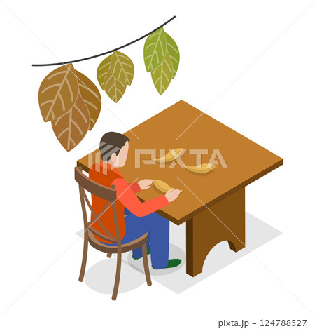 3D Isometric Flat  Illustration of Tobacco Industry. Item 3 124788527