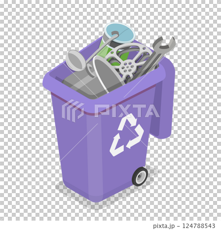 3D Isometric Flat  Illustration of Waste Management. Item 10 124788543